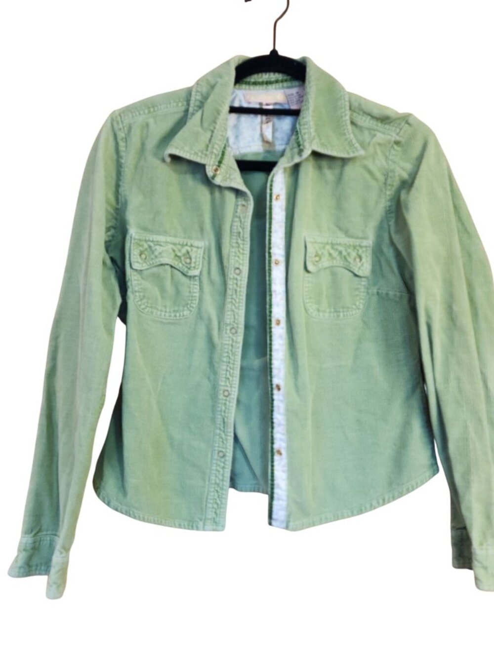Andrew & Co Green Corduroy Snap close Shirt shacket Juniors size Med
